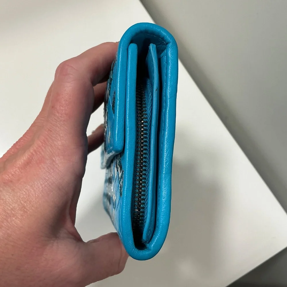Bottega Veneta Intrecciato aqua and snakeskin wallet - Picture 4 of 9